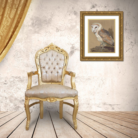 Common Barn Owl Portrait II Gold Ornate Wood Framed Art Print with Double Matting by Green, Jacob