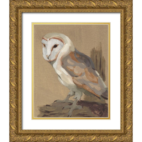 Common Barn Owl Portrait II Gold Ornate Wood Framed Art Print with Double Matting by Green, Jacob
