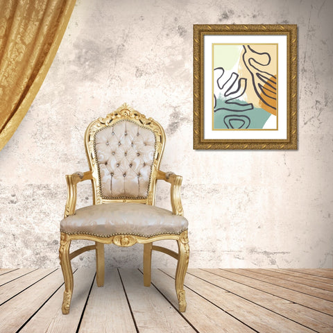 Midcentury Modern Coral II Gold Ornate Wood Framed Art Print with Double Matting by Vess, June Erica