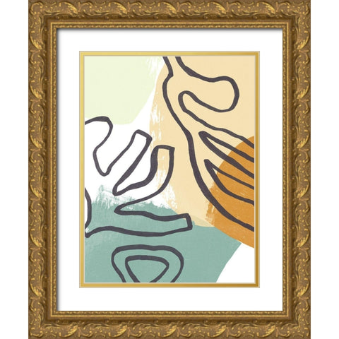 Midcentury Modern Coral II Gold Ornate Wood Framed Art Print with Double Matting by Vess, June Erica