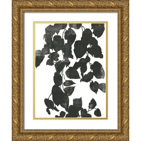Pothos Silhouette I Gold Ornate Wood Framed Art Print with Double Matting by Caroline, Emma