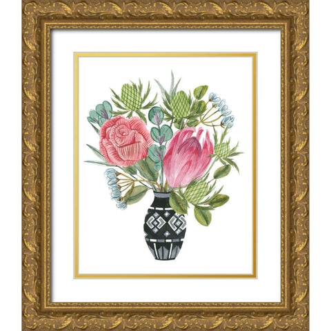 Protea Awakening II Gold Ornate Wood Framed Art Print with Double Matting by Wang, Melissa