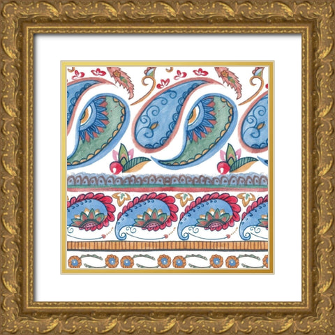 Paisley Doodle I Gold Ornate Wood Framed Art Print with Double Matting by Wang, Melissa