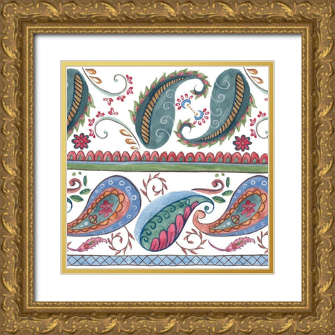Paisley Doodle II Gold Ornate Wood Framed Art Print with Double Matting by Wang, Melissa