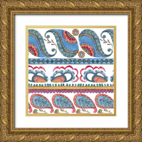 Paisley Doodle III Gold Ornate Wood Framed Art Print with Double Matting by Wang, Melissa