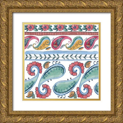 Paisley Doodle IV Gold Ornate Wood Framed Art Print with Double Matting by Wang, Melissa