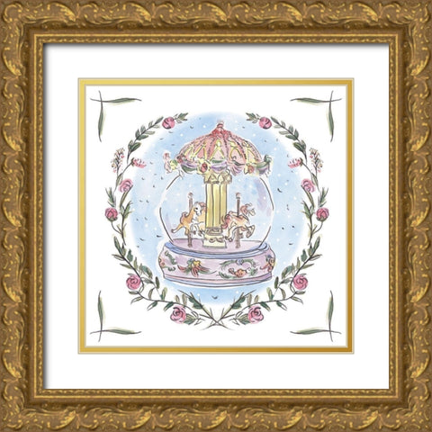 Winter Carousel IV Gold Ornate Wood Framed Art Print with Double Matting by Wang, Melissa