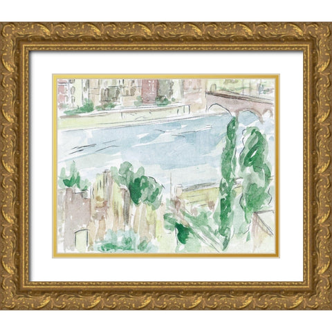 City on the River I Gold Ornate Wood Framed Art Print with Double Matting by Wang, Melissa