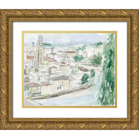 City on the River II Gold Ornate Wood Framed Art Print with Double Matting by Wang, Melissa