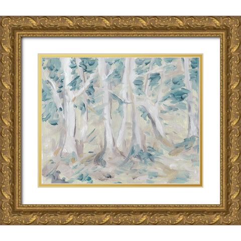 Misty Autumn Forest I Gold Ornate Wood Framed Art Print with Double Matting by Wang, Melissa