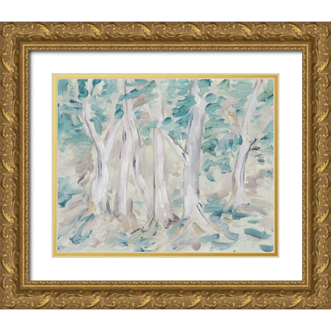 Misty Autumn Forest II Gold Ornate Wood Framed Art Print with Double Matting by Wang, Melissa