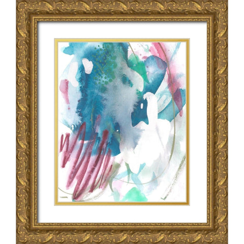 Magenta Wave Form II Gold Ornate Wood Framed Art Print with Double Matting by Wang, Melissa