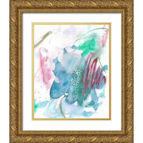 Magenta Wave Form III Gold Ornate Wood Framed Art Print with Double Matting by Wang, Melissa