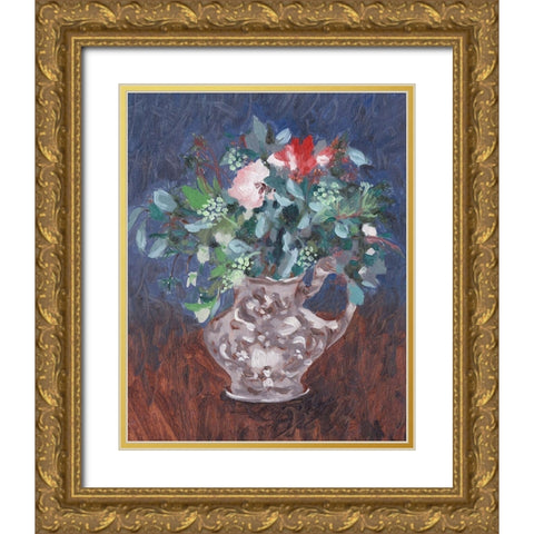 Night Bouquet I Gold Ornate Wood Framed Art Print with Double Matting by Wang, Melissa