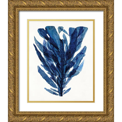 Indigo Ocean II Gold Ornate Wood Framed Art Print with Double Matting by Stellar Design Studio