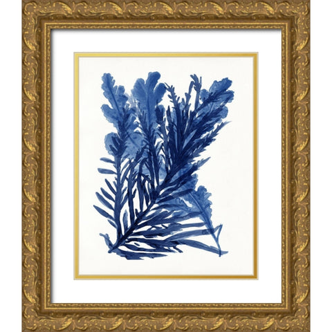 Indigo Ocean III Gold Ornate Wood Framed Art Print with Double Matting by Stellar Design Studio