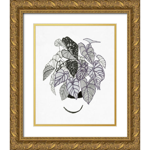 BandW Indoor Plant I Gold Ornate Wood Framed Art Print with Double Matting by Stellar Design Studio