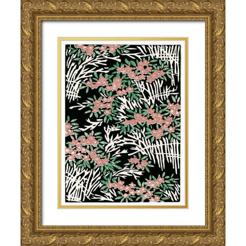 Vintage Woodblock Screen III Gold Ornate Wood Framed Art Print with Double Matting by Stellar Design Studio