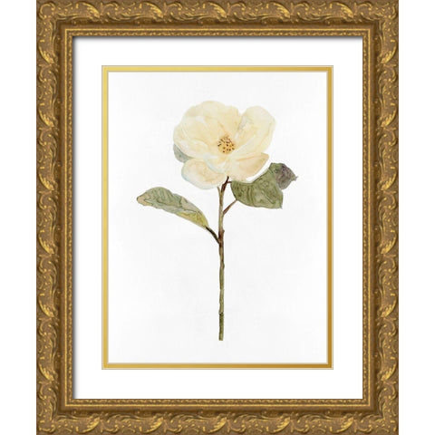 White Blossom II Gold Ornate Wood Framed Art Print with Double Matting by Stellar Design Studio