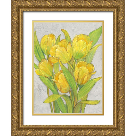 Yellow Tulips I Gold Ornate Wood Framed Art Print with Double Matting by OToole, Tim