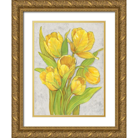 Yellow Tulips II Gold Ornate Wood Framed Art Print with Double Matting by OToole, Tim