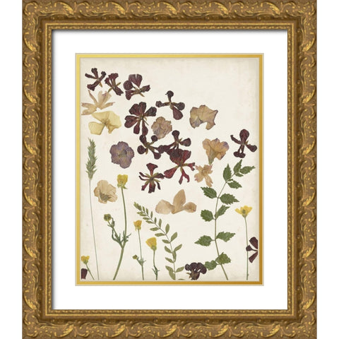 Pressed Flower Arrangement III Gold Ornate Wood Framed Art Print with Double Matting by Moore, Regina