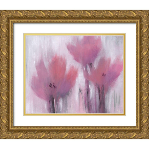 Vibrant Fuchsia Floral II Gold Ornate Wood Framed Art Print with Double Matting by OToole, Tim