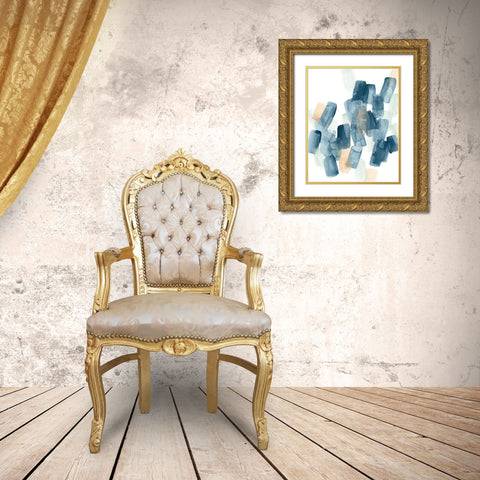 Indigo Facets III Gold Ornate Wood Framed Art Print with Double Matting by Vess, June Erica