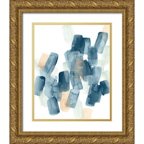 Indigo Facets III Gold Ornate Wood Framed Art Print with Double Matting by Vess, June Erica