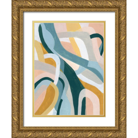 Pastel Puzzle II Gold Ornate Wood Framed Art Print with Double Matting by Vess, June Erica