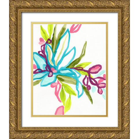 Tropical Sketch I Gold Ornate Wood Framed Art Print with Double Matting by Vess, June Erica