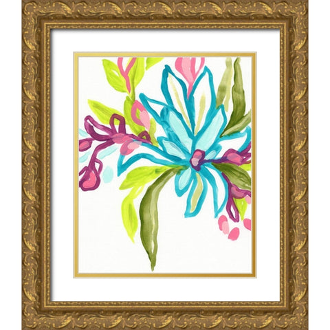 Tropical Sketch II Gold Ornate Wood Framed Art Print with Double Matting by Vess, June Erica