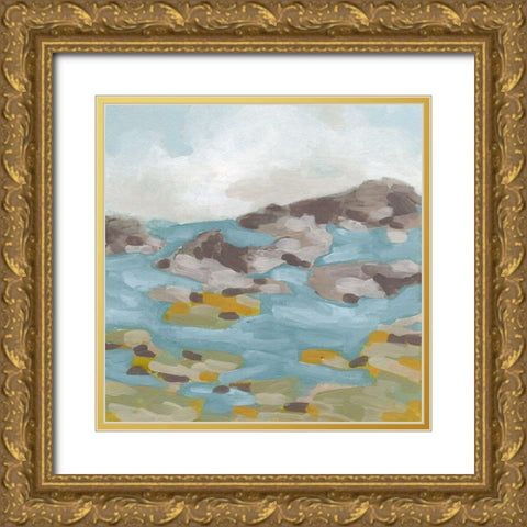 Stone Shore II Gold Ornate Wood Framed Art Print with Double Matting by Vess, June Erica