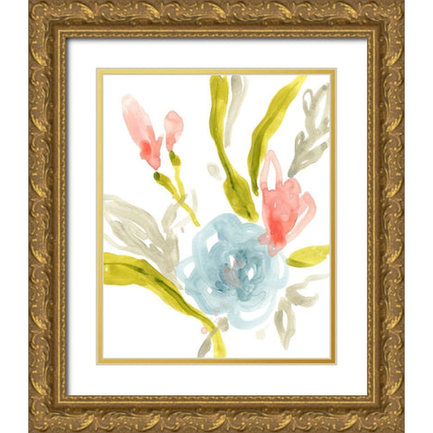 Floral Sonata I Gold Ornate Wood Framed Art Print with Double Matting by Vess, June Erica