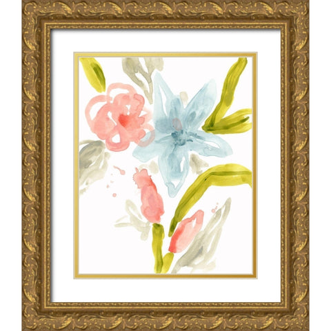 Floral Sonata II Gold Ornate Wood Framed Art Print with Double Matting by Vess, June Erica