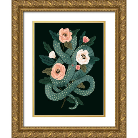 Skull and Snake I Gold Ornate Wood Framed Art Print with Double Matting by Barnes, Victoria