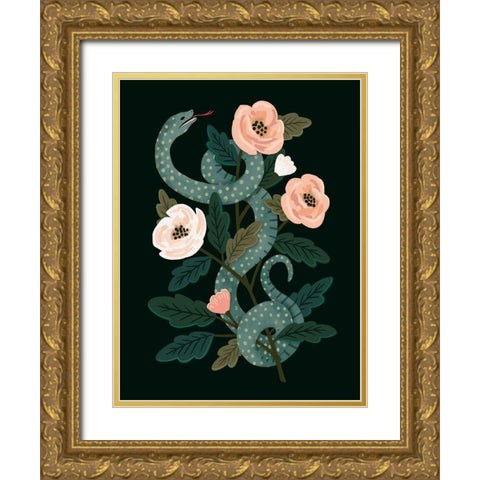 Skull and Snake II Gold Ornate Wood Framed Art Print with Double Matting by Barnes, Victoria
