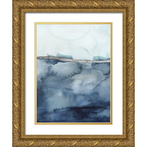 Custom Coastal Horizon I in Silver Gold Ornate Wood Framed Art Print with Double Matting by Borges, Victoria
