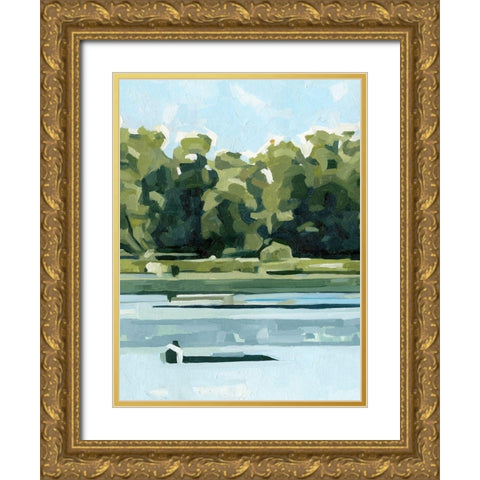River Day II Gold Ornate Wood Framed Art Print with Double Matting by Caroline, Emma