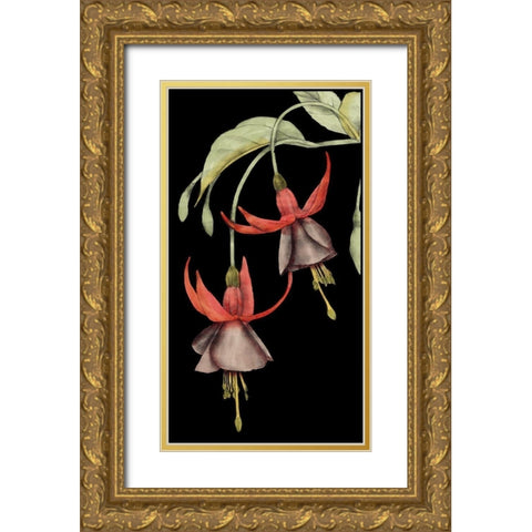 Graphic Fuchsia V Gold Ornate Wood Framed Art Print with Double Matting by Goldberger, Jennifer