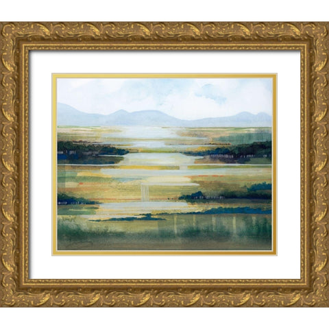 Lime Strata I Gold Ornate Wood Framed Art Print with Double Matting by Popp, Grace