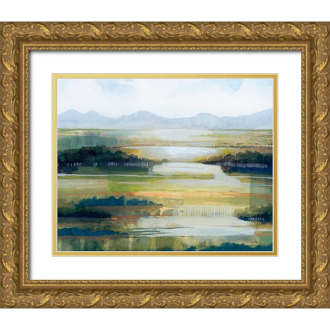 Lime Strata II Gold Ornate Wood Framed Art Print with Double Matting by Popp, Grace