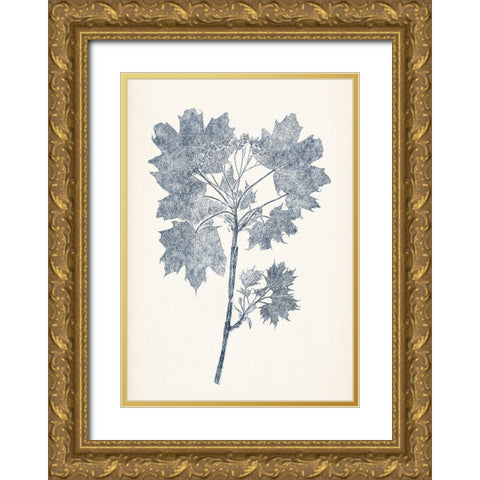 Navy Botanicals I Gold Ornate Wood Framed Art Print with Double Matting by Vision Studio