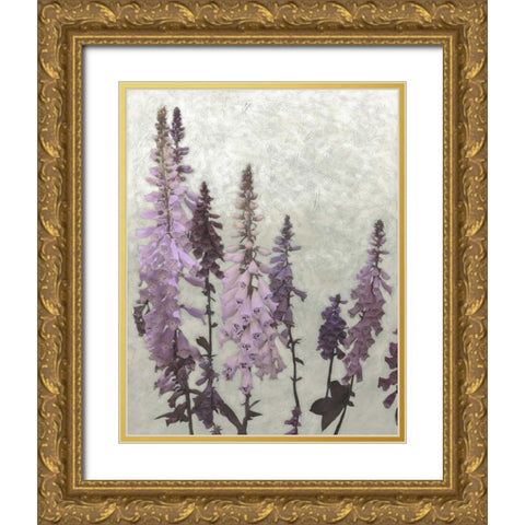 Non-Embellished Foxgloves II Gold Ornate Wood Framed Art Print with Double Matting by Zarris, Chariklia