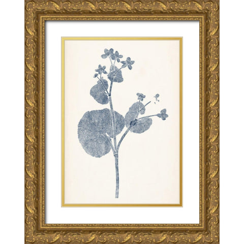 Navy Botanicals VI Gold Ornate Wood Framed Art Print with Double Matting by Vision Studio