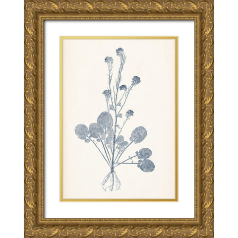 Navy Botanicals VIII Gold Ornate Wood Framed Art Print with Double Matting by Vision Studio