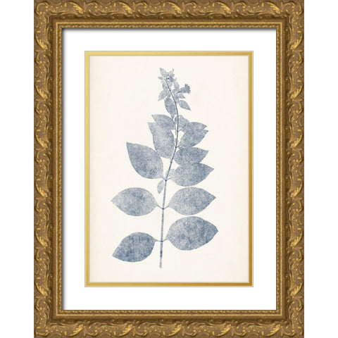 Navy Botanicals IX Gold Ornate Wood Framed Art Print with Double Matting by Vision Studio