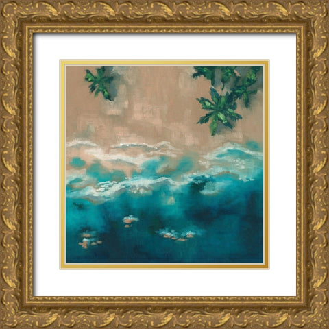 Blue Shore Gold Ornate Wood Framed Art Print with Double Matting by Keusder, Danusia