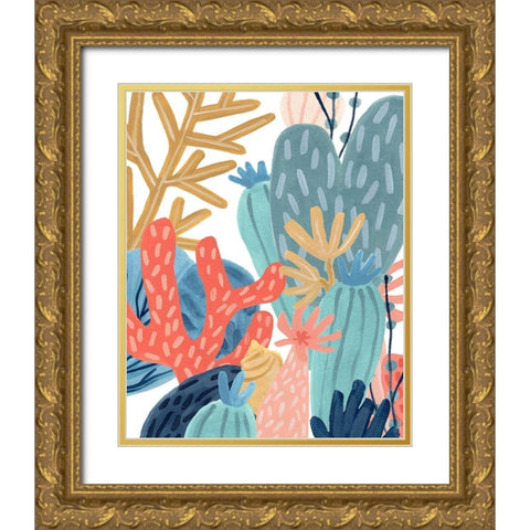 Paper Reef II Gold Ornate Wood Framed Art Print with Double Matting by Vess, June Erica