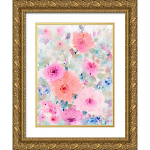 Bright Floral Design II Gold Ornate Wood Framed Art Print with Double Matting by OToole, Tim